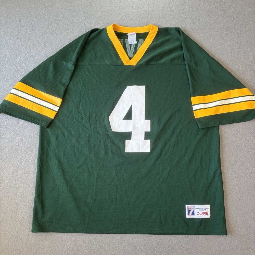 Vintage Logo 7 NFL Green Bay Packers Brett Favre #4 Jersey Mens XL USA Made 90s